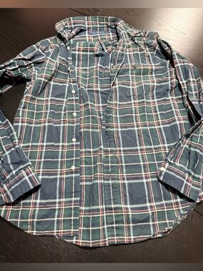 Ralph Lauren Green and Navy Plaid Button-Down Shirt